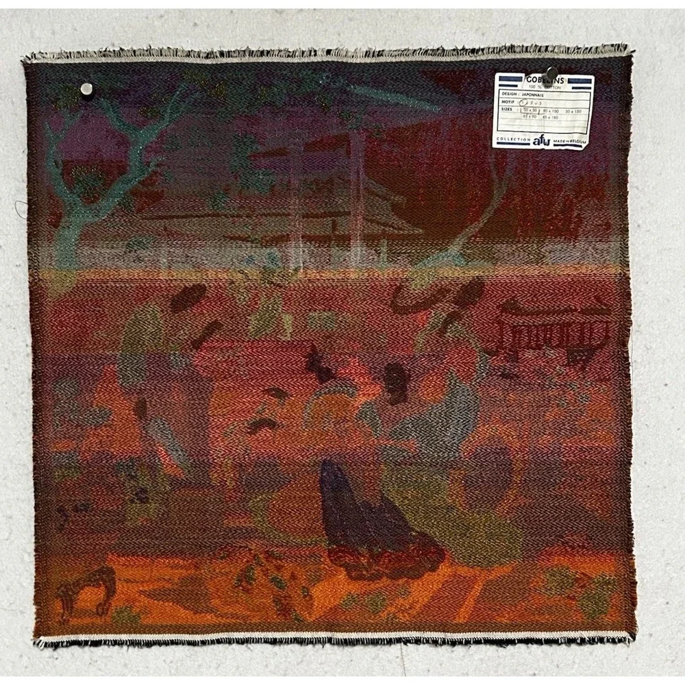 Vintage Japanese Geisha Theme Woven Tapestry GOBELINS Collection Belgium 20x19